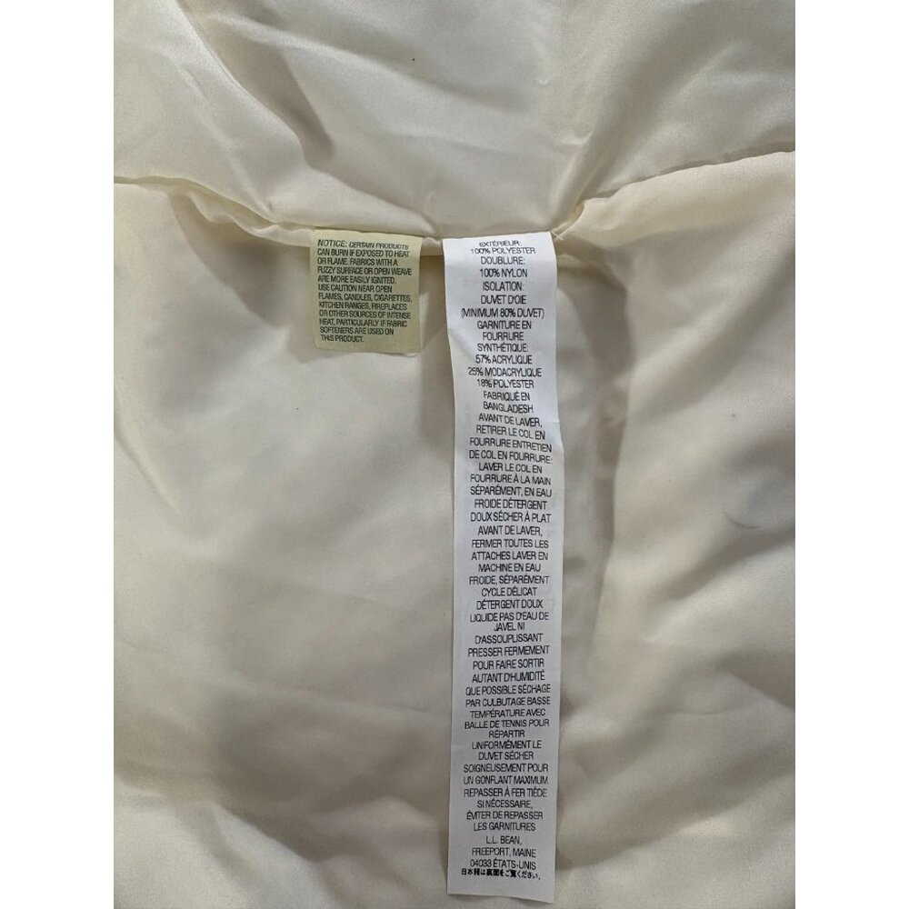 LL Bean Warm Long Goose Down Puffer Hood Coat Jacket sz L Petite co: white NWOT - Picture 5 of 9